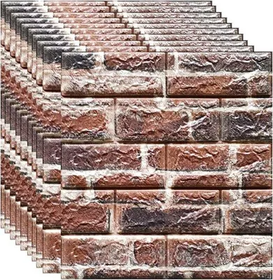 Produktbild von Famanu Wandpaneele Steinoptik - 10 Stück, 35 x 38,5 cm, Rot