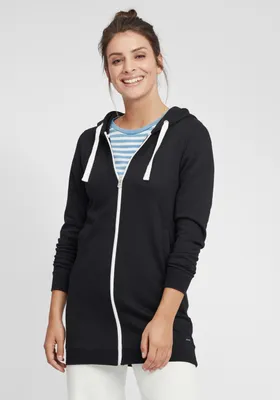 Produktbild von OXMO OXOlinda Long Damen Sweatjacke Kapuzenjacke Hoodie mit Kapuze