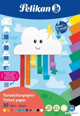 Produktbild von Pelikan Tonpapier Block TZPB. 20 Blatt. 23x33cm. Rainbow