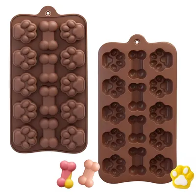 Produktbild von Set mit 2 Backmatten für Hundekekse - Antihaft-Backmatte für Hundekekse, selbstgemachte Hundeleckerlis, Schokolade, Kekse, Eiswürfel, Bonbons und Seife.