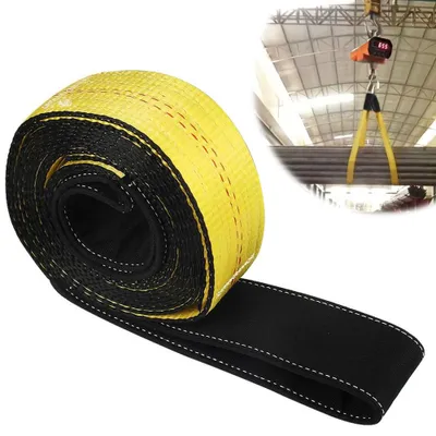 Obrázek produktu pro Tažné lano, 5 cm x 9,1 m, vysoká pevnost v tahu, nouzové použití pro automobily, tažení a záchrana v terénu, extrémní odolnost vůči povětrnostním vlivům, s úložnou taškou