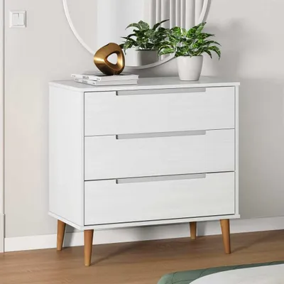 Produktbild von Möbel Schubladenschrank MOLDE Weiß 80x40x80 cm Massivholz Kiefer - Kommoden 350505