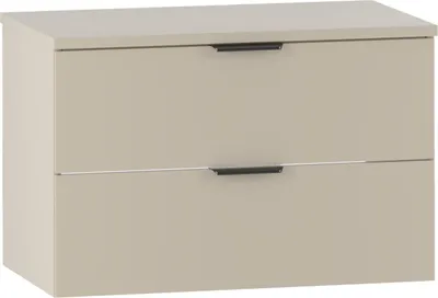 Immagine prodotto di Mobile bagno Pyra 80 x 46 x 52 cm – Beige – con 2 cassetti e maniglie nere
