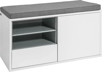 Image de FSR37-W, Banc de vestiaire/banc pour chaussures avec coussin d'assise, blanc, 80x46x35 cm