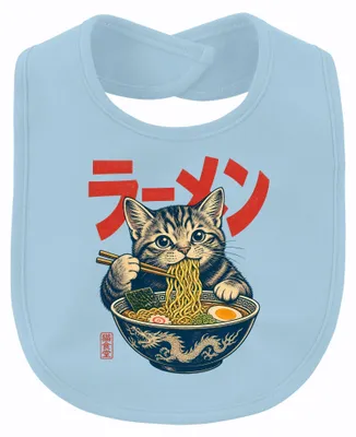 Produktbild von Ramen Katze Japanisch Kawaii Anime Nudelsuppe Japan Y2K Manga Baby Lätzchen, Hellblau, Einheitsgröße