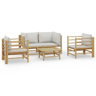 Immagine prodotto di Set Salotto da Giardino 5pz con Cuscini Grigio Chiaro Bambù