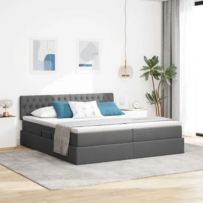 Obrázek produktu pro Maison Exclusive – úložná postel, tmavě šedá, 200 x 200 cm, umělá kůže