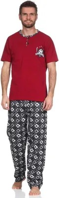Immagine prodotto di Pigiama uomo in cotone pantalone e camicia a maniche corte; rosso M