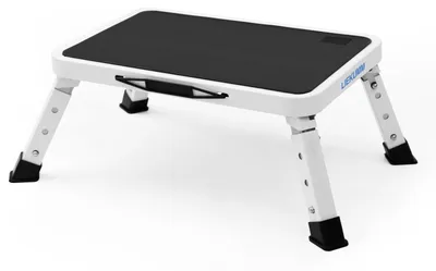3-Stufen-Tritt, klappbar, höhenverstellbar, 150 kg, weiß