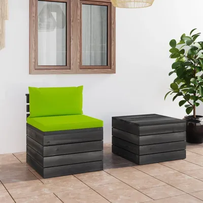 Immagine prodotto di Set divano da giardino a 2 pezzi realizzato con pallet e cuscini in legno di pino 3061670