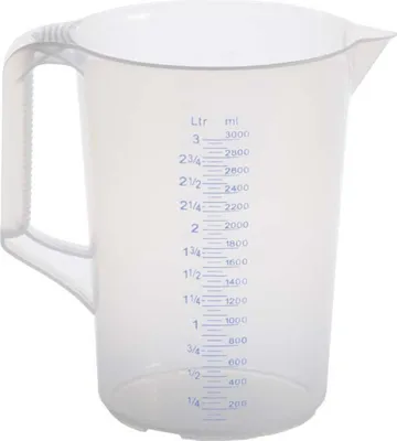 Image de Hünersdorff Bidon gradué 3000ml polypropylène diamètre 175 x hauteur 238mm bleu gradué 25:25 transparent - 938000