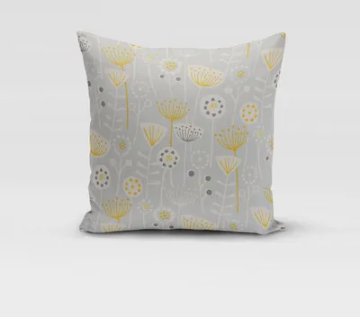 Produktbild von SCHÖNER LEBEN. Kissenhülle Fryett`s Halbpanama Blumen abstrakt grau Größe 80x80cm (HxB) 80x80cm (HxB) Größe