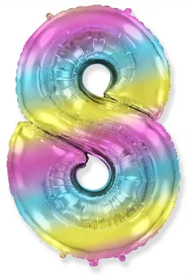 Obrázek produktu pro Fóliový balón číslice 8 - duhový - rainbow, 102cm