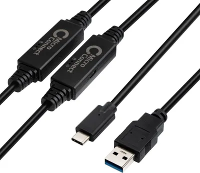 Produktbild von Microconnect USB3.1CA10AMP, 10 m, USB C, USB A, USB 3.2 Gen 1 (3.1 Gen 1), Schwarz