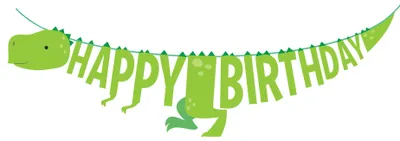 Imagen del producto de Guirnalda de cumpleaños con pequeños dinosaurios, decoración de papel, 167 x 15 cm