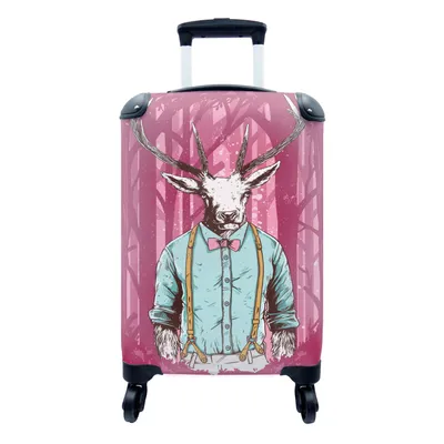 Produktbild von MuchoWow® Koffer Handgepäck Trolley Rollkoffer Kleine Reisekoffer mit 4 Rollen - Jahrgang - Hirsch - Wald - Cabin Size < 55x40x23 cm & 55x40x20 cm - Fotokoffer - Kabinenkoffer - Boardgepäck - Reise-Box - Reisekoffer - Reisegepäck - Koffer mit Bild - Trolley für Kinder