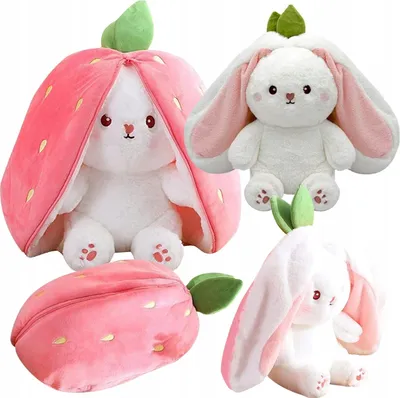 Produktbild von Hase Plüschtier Verstecken Plush Hasen Erdbeeren 24cm Stofftier Plüsch Hasen Versteckspiel Kuscheltier Osterhase Puppe Geschenk für Kinder