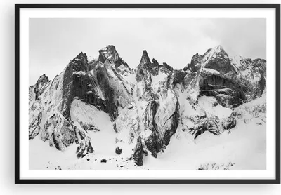 Produktbild von Gerahmtes Poster - Schwarzer Rahmen - Alpen Schnee Monochrom - 91,5x61 cm - Wand Bild - Wanddeko - Wandbilder - Kunstposter - Wandposter - Bilderrahmen - Bilder - Kunstdruck - P2BAA91x61-4405
