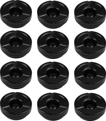 Produktbild von 12 Stück Windaschenbecher Aschenbecher mit abnehmbaren Deckel aus Melamin in schwarz ø 12cm