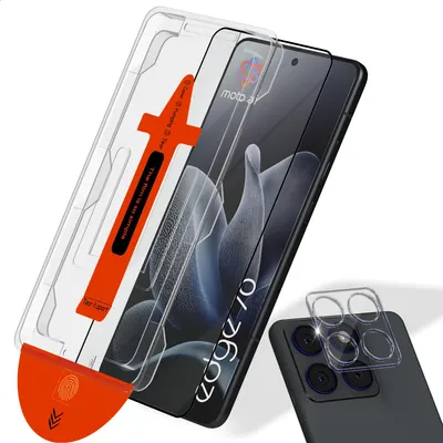 Obrázok produktu pre 1-balenie Motorola Edge 70 Ochranné sklo na displej & 1-balenie ochrana objektívu - Tvrdené sklo | [Automatická inštalácia] - Bez bublín