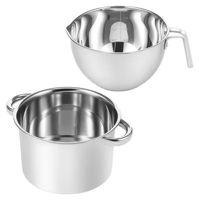 Wasserbad-Schmelztopf-Set Edelstahl 2,5 l + 1,8 l, mit Griff und Ausguss