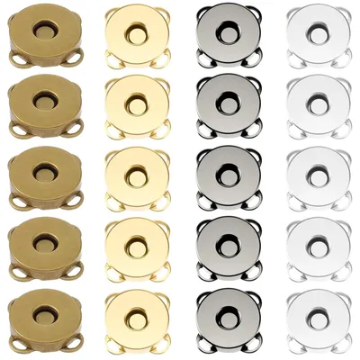 Magnetverschlüsse 20 Stück, 14 mm, 4 Farben, für Taschen, Nähen, Kleidung