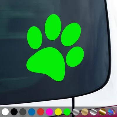Produktbild von PantherPixel Hundepfoten Aufkleber Katzen Tiere Welpen Tatzen Sticker Auto Geschenkidee Farbe Neon-Grün