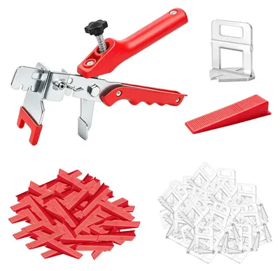 Immagine prodotto di Sistema di livellamento piastrelle - Set da 601 pezzi - 3 mm - Riutilizzabile - Con pinza per piastrelle