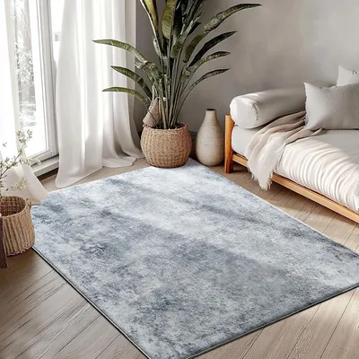 Produktbild von Modernes Grau Weiß Teppich 120x160cm - Maschinenwaschbar & Rutschfeste Rückseite