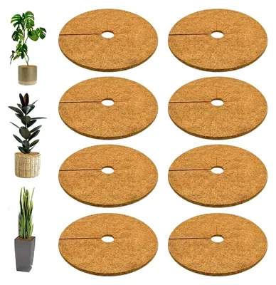 Produktbild von 8 Stück Kokosmulchscheiben, 30 cm Kokosmatten für Pflanzenschutz und Winterschutz