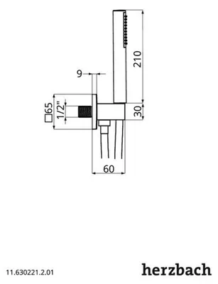 Productafbeelding van Herzbach LIVING SPA badset ABG, hoekige houder, kunststof stang, 1250 mm, chroom