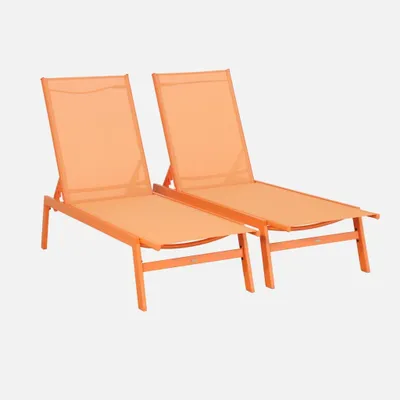Immagine prodotto di Set 2 lettini prendisole in acciaio multiposizione, Arancione
