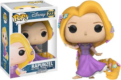 A Funko Pop! Disney Rapunzel vinyl figure in its packaging, with the figure also displayed outside the box.