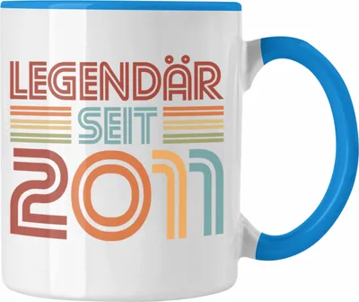 Produktbild von Trendation - 10. Geburtstag Tasse Jungs Jungen Geschenk Geschenkidee Kakaobecher Legendär Seit 2011 Lustig Witzig Spruch (Blau)