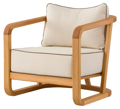 Produktbild von Beiger Stoff- und Holzsessel im modernen Design