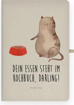 Produktbild von Mr. & Mrs. Panda Adressbuch Katze Fressen - Transparent - Geschenk, Notizbuch kariert, Journal, Kladde, Tagebuch