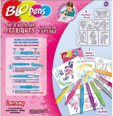 Immagine prodotto di Penne spray BLOPENS Fantasy con 6 stencil e 8 penne Aerografo