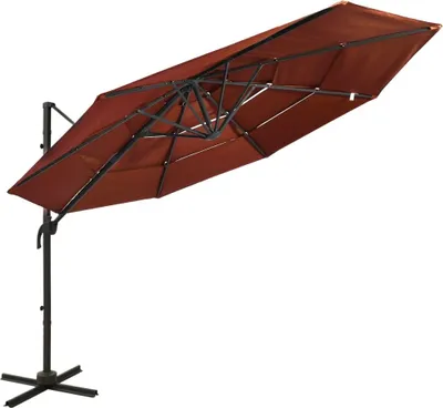 Image de Parasol de jardin à 4 niveaux avec mât en aluminium terre cuite