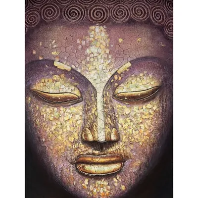 Produktbild von Fine Asianliving Ölgemälde 100% Handgemalt 3D Texture Rahmen Schwarz 100x150cm Buddha Gold