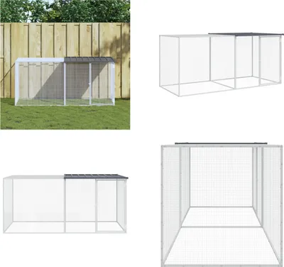 Produktbild von vidaXL Hühnerkäfig mit Dach Anthrazit 203x98x90 cm Verzinkter Stahl - Hühnerkäfig - Hühnerkäfige - Hühnerstall - Hühnerhaus
