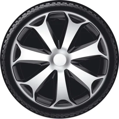 Produktbild von 14" Zoll Radkappen Schwarz/Silber Radzierblenden Radblenden 14 MEGA SILVER BLACK ARGO