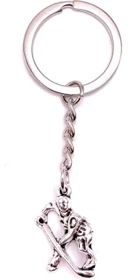 Produktbild von Onwomania Schlüsselanhänger Hockey Spieler Sportler Silber Metall Anhänger Charm