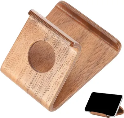 Obrázek produktu pro Držák na telefon/tablet z bambusu, univerzální, vhodný pro domácí kancelář