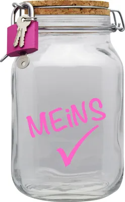 Produktbild von Spardose Geld Geschenk Ideen Meins Transparent Größe XL 2 Liter