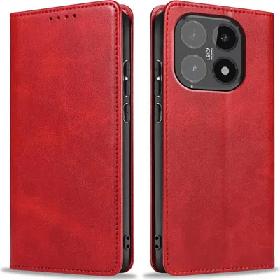 Produktbild von Handyhülle für Xiaomi 15T Kunstleder Flip Cover Hülle Handytasche Case Kartenfach Farbe: Rot