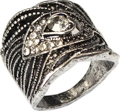 Produktbild von Edelstahl Ring Strass Herz Gr. 56 = 17,8 mm Silber