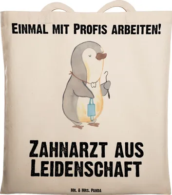Produktbild von Mr. & Mrs. Panda totebag Zahnarzt Leidenschaft - Transparent - Geschenk, Laptoptasche, Tasche, Shopping, Tote Bag, Schultasche