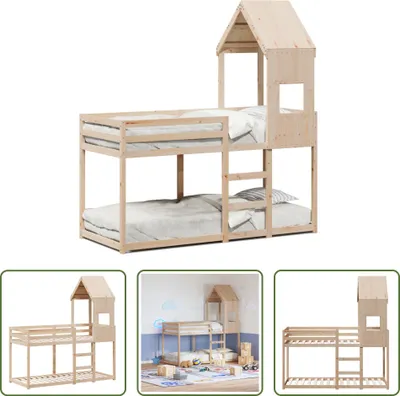 Produktbild von The Living Store Etagenbett mit Dach 90x190 cm Massivholz Kiefer