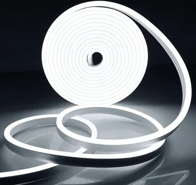 Produktbild von 5m LED Streifen DC12V Dimmbar Neon Lichtleiste Wasserdicht Flexibel Lichtband mit Netzteil für Außen Innen Deko, Kaltweiß