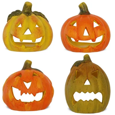 Produktbild von Solidchoice – Set aus 4 Kürbislaternen, Halloween-Dekoration